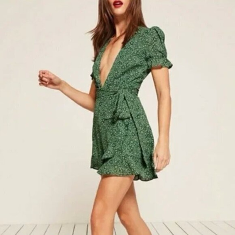 Reformation Green Lucas Mini Dress